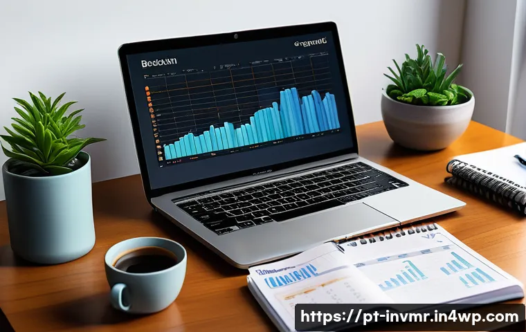 장기 복리 투자와 다각화 전략 - A detailed illustration of a Brazilian investor’s desk setup showing a laptop screen with a graph de...
